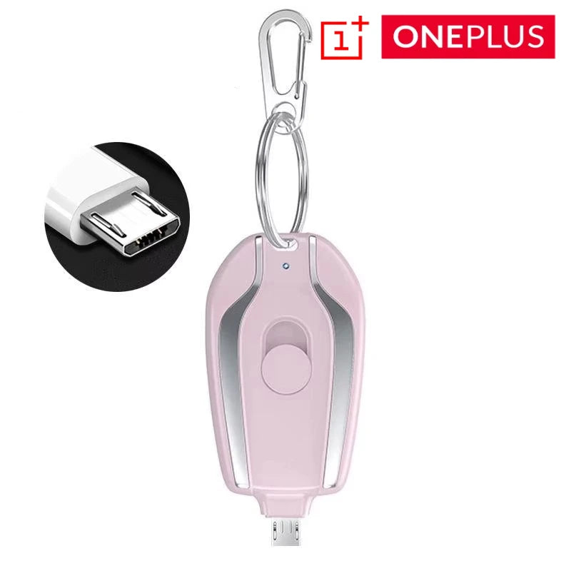 Minibatería externa con llavero ONEPLUS con puertos de carga rápida 3 en 1