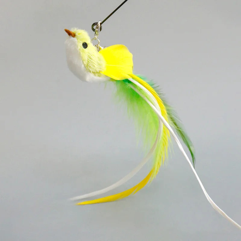 Juguete interactivo de caza para gatos: varita de plumas con campana y ventosa