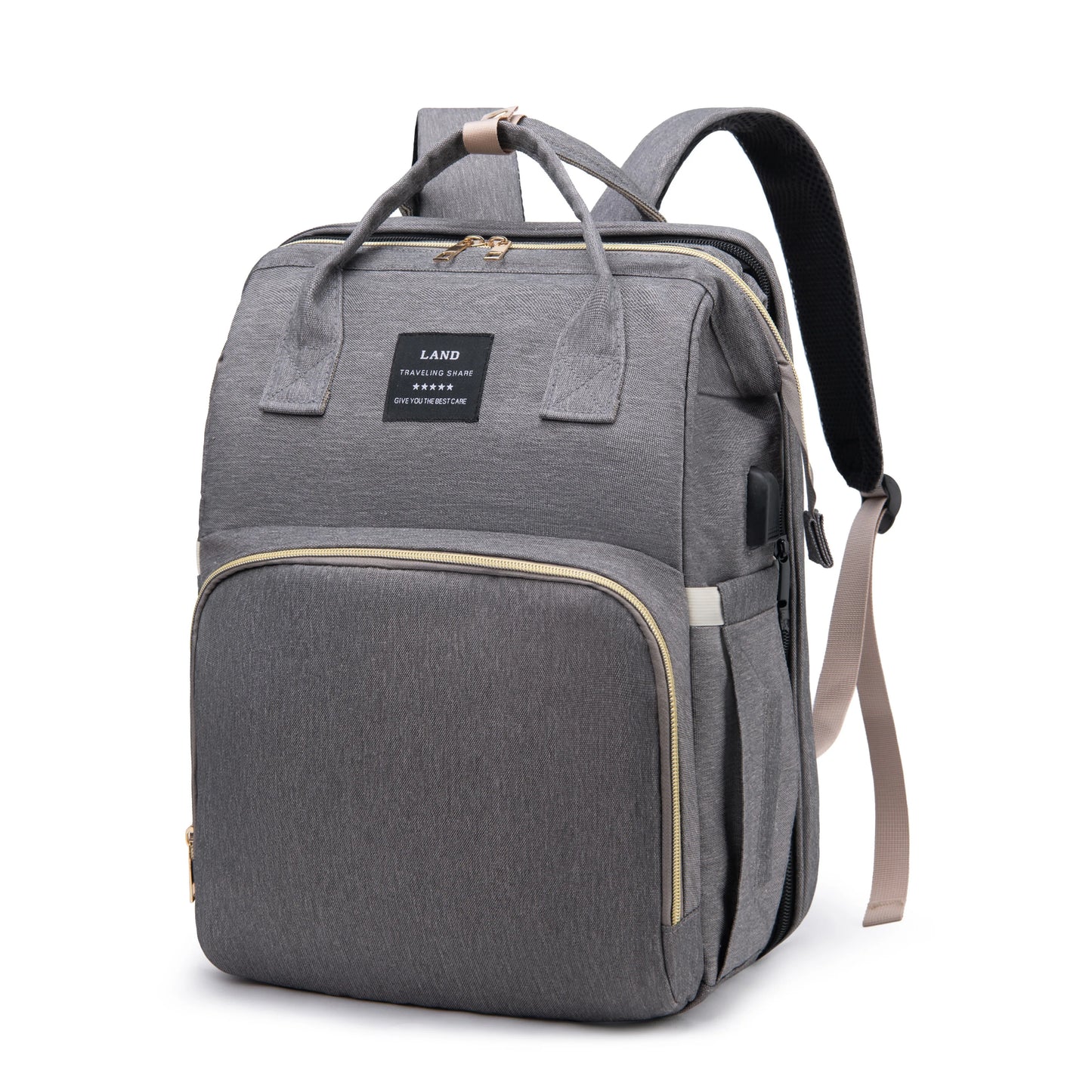 Bolsa de viaje todo en uno para mamá con cuna y almacenamiento de artículos esenciales para bebé