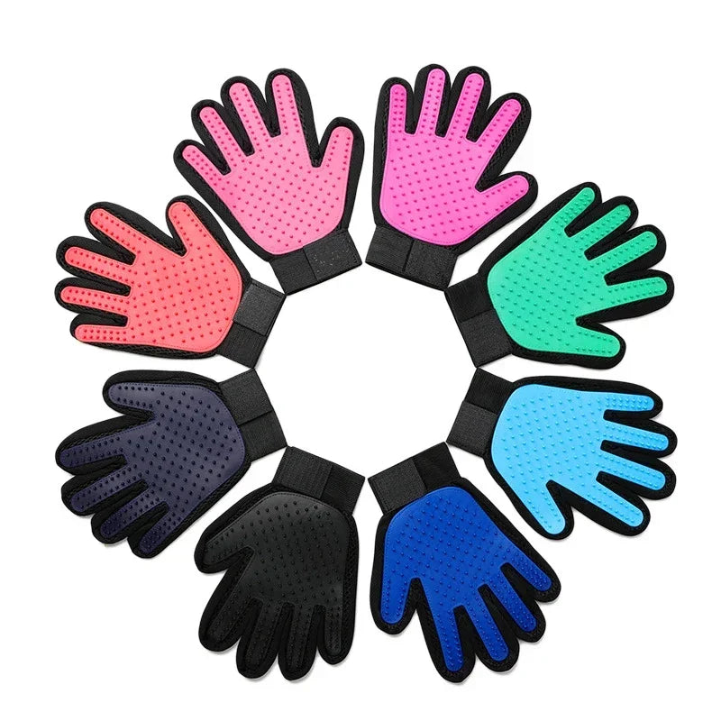 Guantes de aseo para depilación: cepillo de silicona suave para bañar y despojar a las mascotas