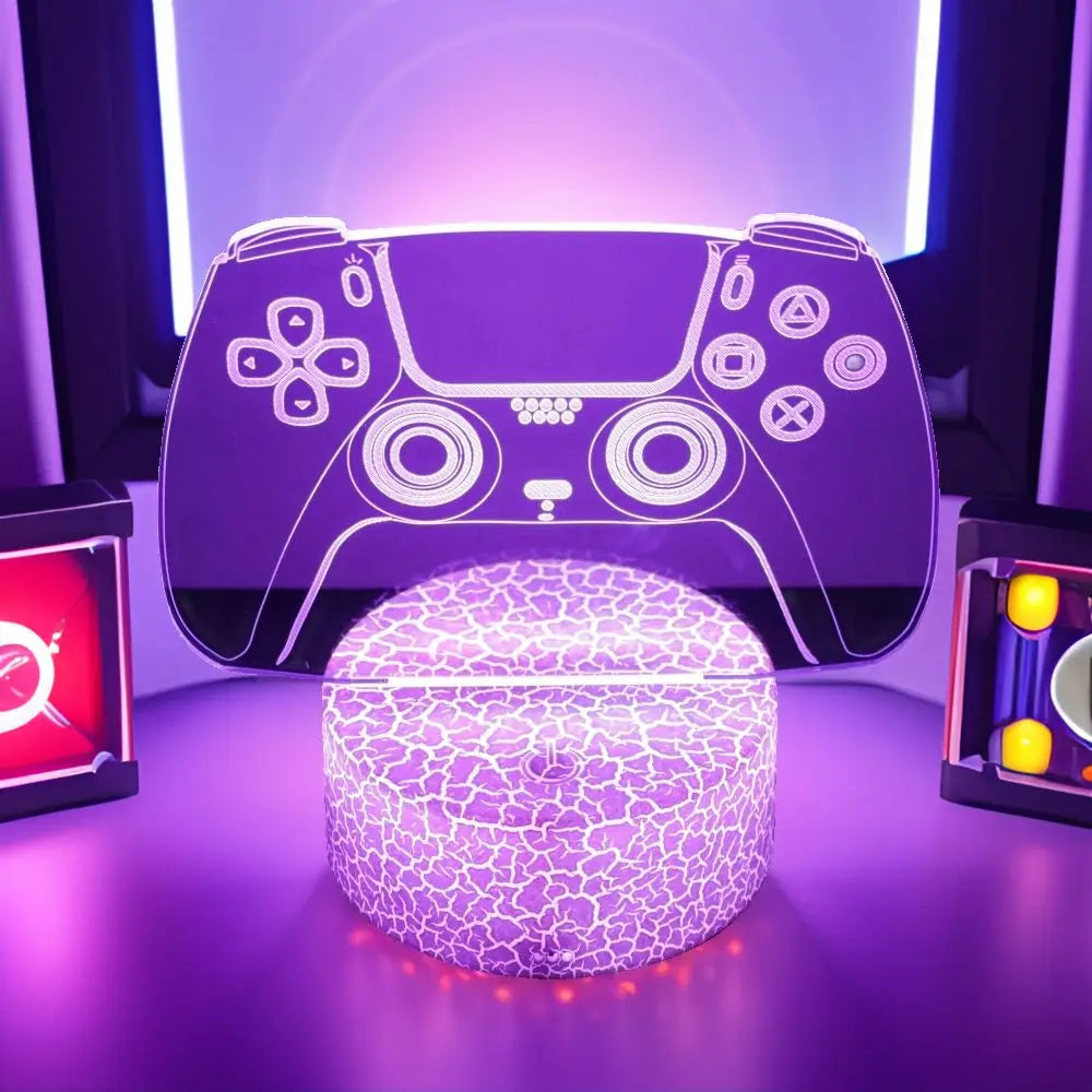 Lámpara LED 3D de neón para gamers: luz nocturna RGB para juegos, dormitorio o decoración de escritorio.