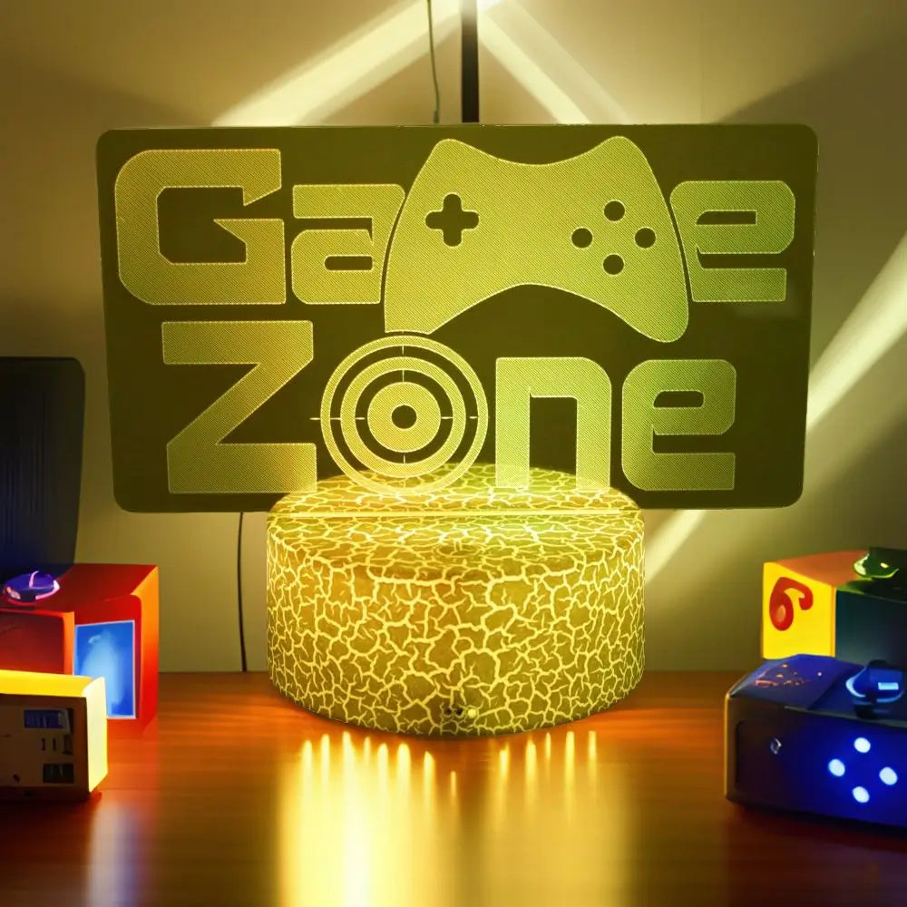 Lámpara LED 3D de neón para gamers: luz nocturna RGB para juegos, dormitorio o decoración de escritorio.