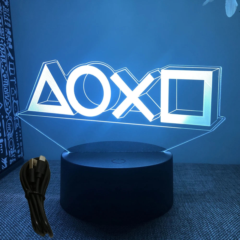 Lámpara LED 3D de neón para gamers: luz nocturna RGB para juegos, dormitorio o decoración de escritorio.