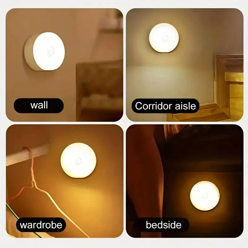 Lámpara LED con detector de movimiento: luz nocturna a pilas para dormitorio y armario
