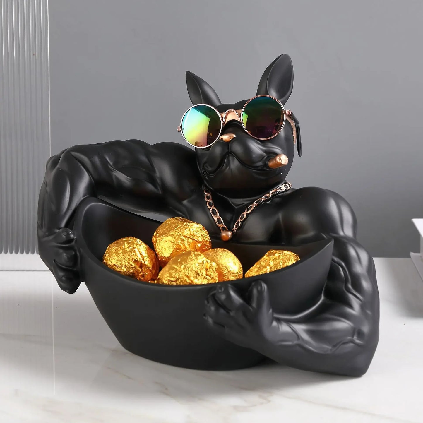 Amuleto canino: figura decorativa de perro y escultura de resina para guardar objetos