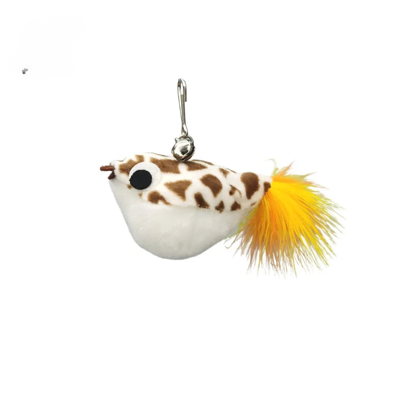 Juguete interactivo de caza para gatos: varita de plumas con campana y ventosa