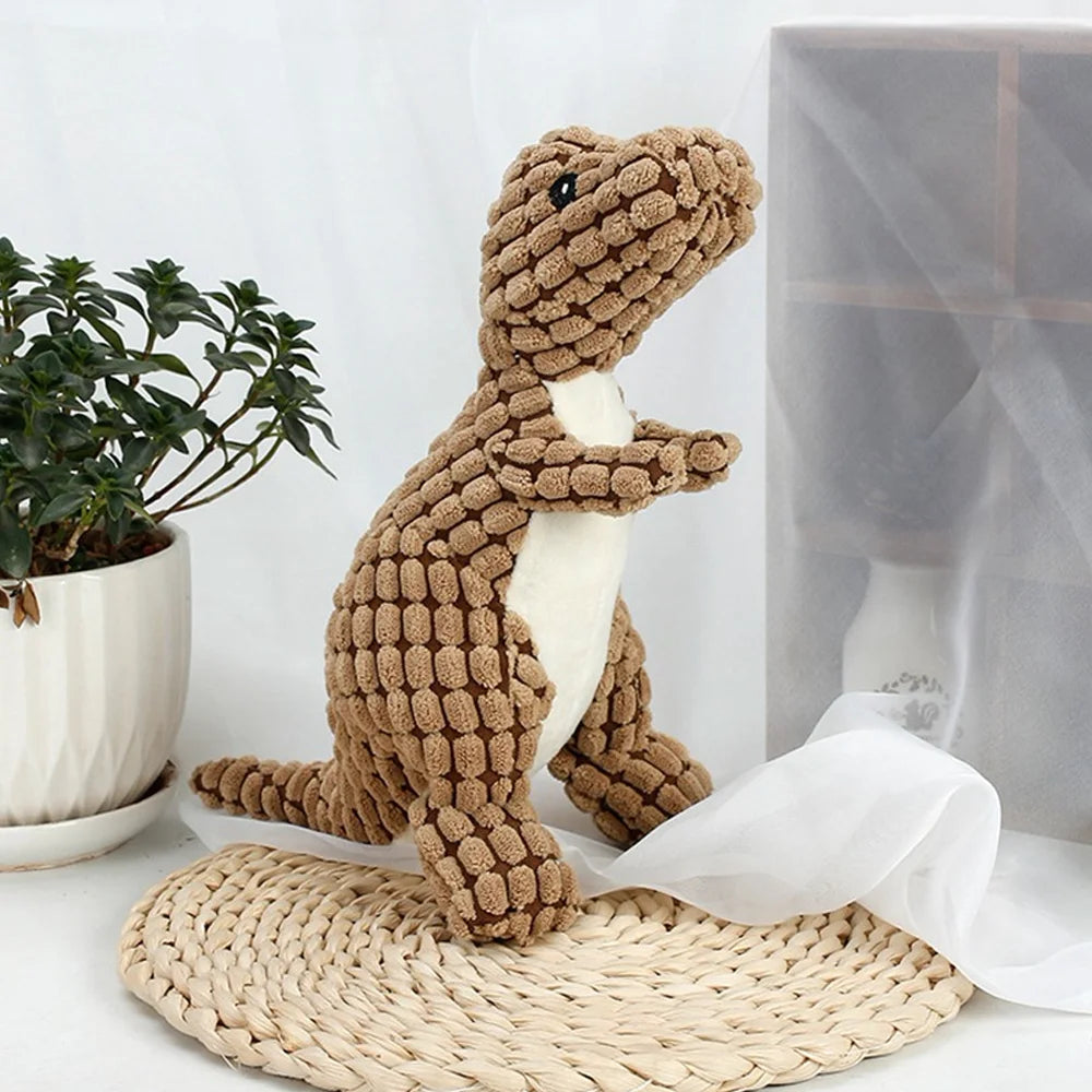 Dinosaurio suave para mascotas: juguete interactivo de peluche para perros y gatos pequeños