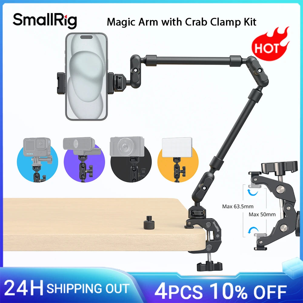 Adjustable Tripod & Boom Mount for Phones, Webcams & Action Cams
