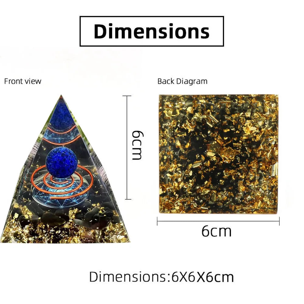 Pirámide de energía de cristal de 6 cm con bola de amatista para meditación y equilibrio