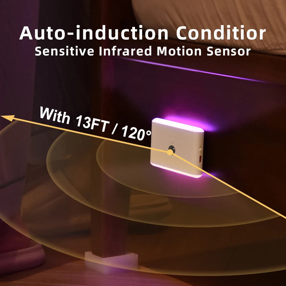 Luz nocturna LED con sensor de movimiento: lámpara regulable a pilas para escaleras, dormitorios y más.