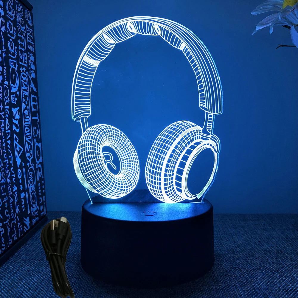 Lámpara LED 3D de neón para gamers: luz nocturna RGB para juegos, dormitorio o decoración de escritorio.