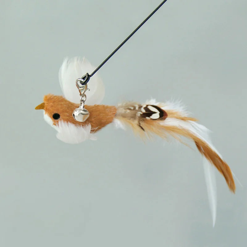 Juguete interactivo de caza para gatos: varita de plumas con campana y ventosa