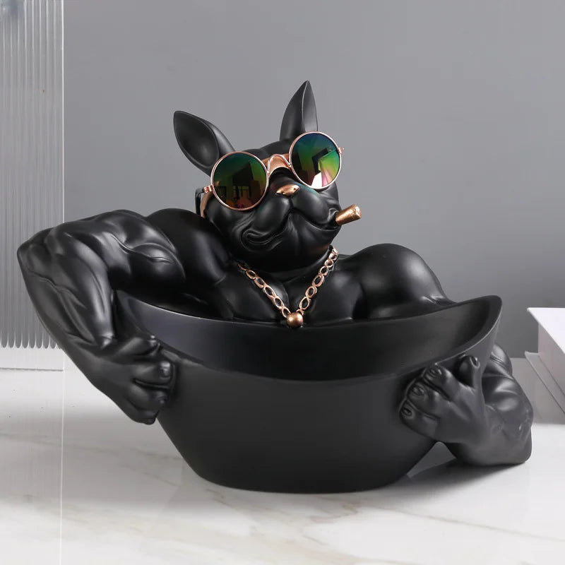 Amuleto canino: figura decorativa de perro y escultura de resina para guardar objetos