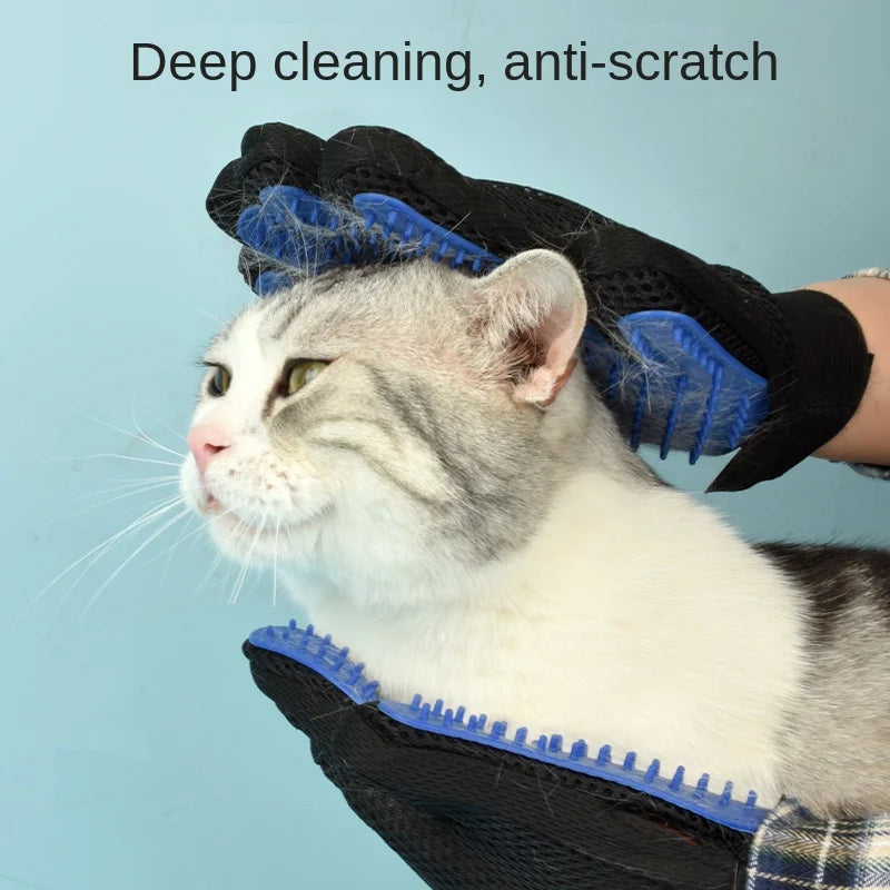 Guantes de aseo para depilación: cepillo de silicona suave para bañar y despojar a las mascotas