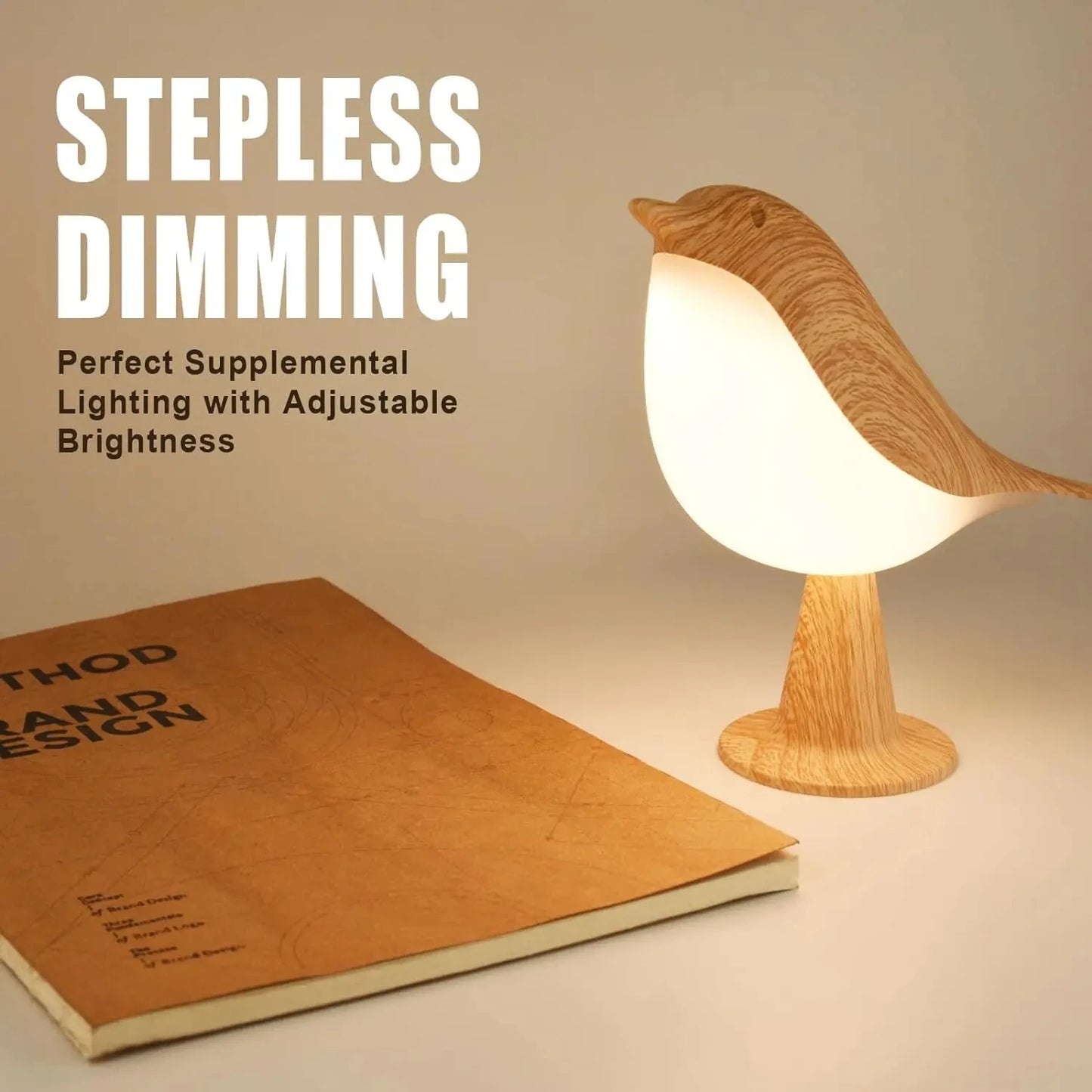 Luz nocturna LED portátil con forma de pájaro, control táctil y temperatura ajustable