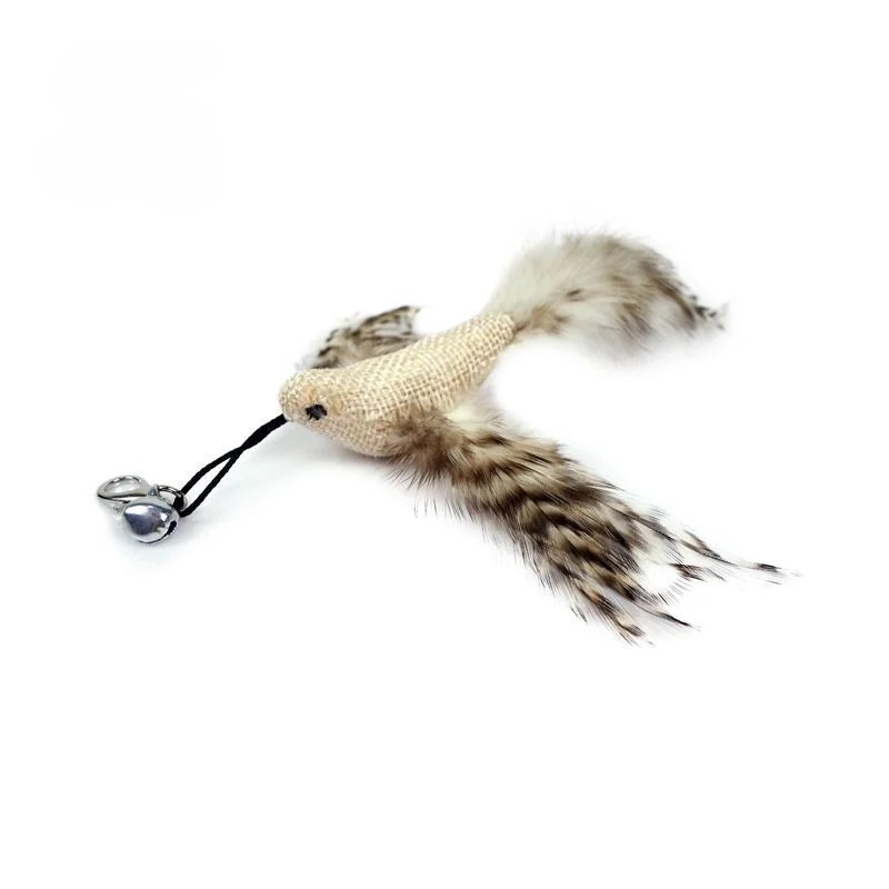 Juguete interactivo de caza para gatos: varita de plumas con campana y ventosa