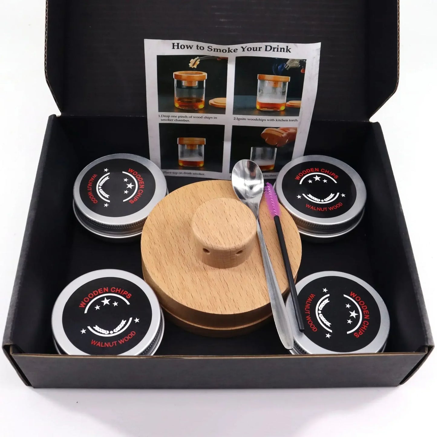 Kit de tapa para ahumador de whisky: tapa de madera para ahumar cócteles, vinos y creaciones de bar