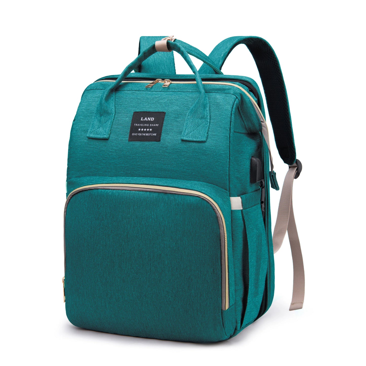Bolsa de viaje todo en uno para mamá con cuna y almacenamiento de artículos esenciales para bebé
