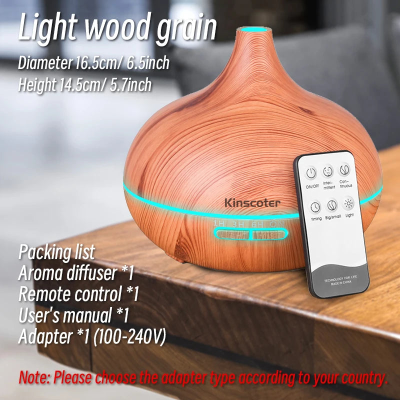 Humidificador de aromaterapia con control remoto y luz LED de 7 colores