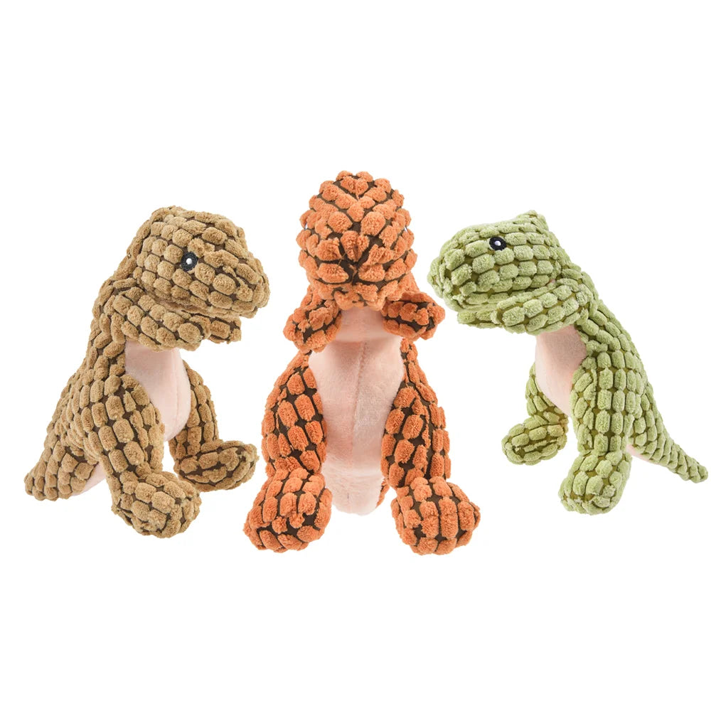 Dinosaurio suave para mascotas: juguete interactivo de peluche para perros y gatos pequeños