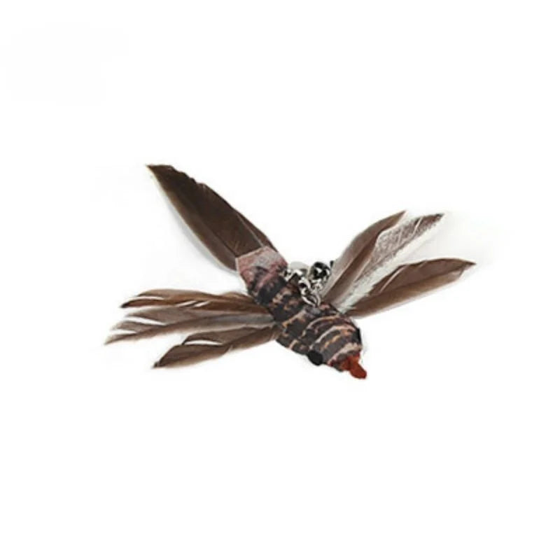 Juguete interactivo de caza para gatos: varita de plumas con campana y ventosa