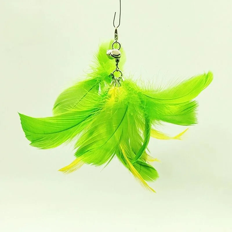 Juguete interactivo de caza para gatos: varita de plumas con campana y ventosa