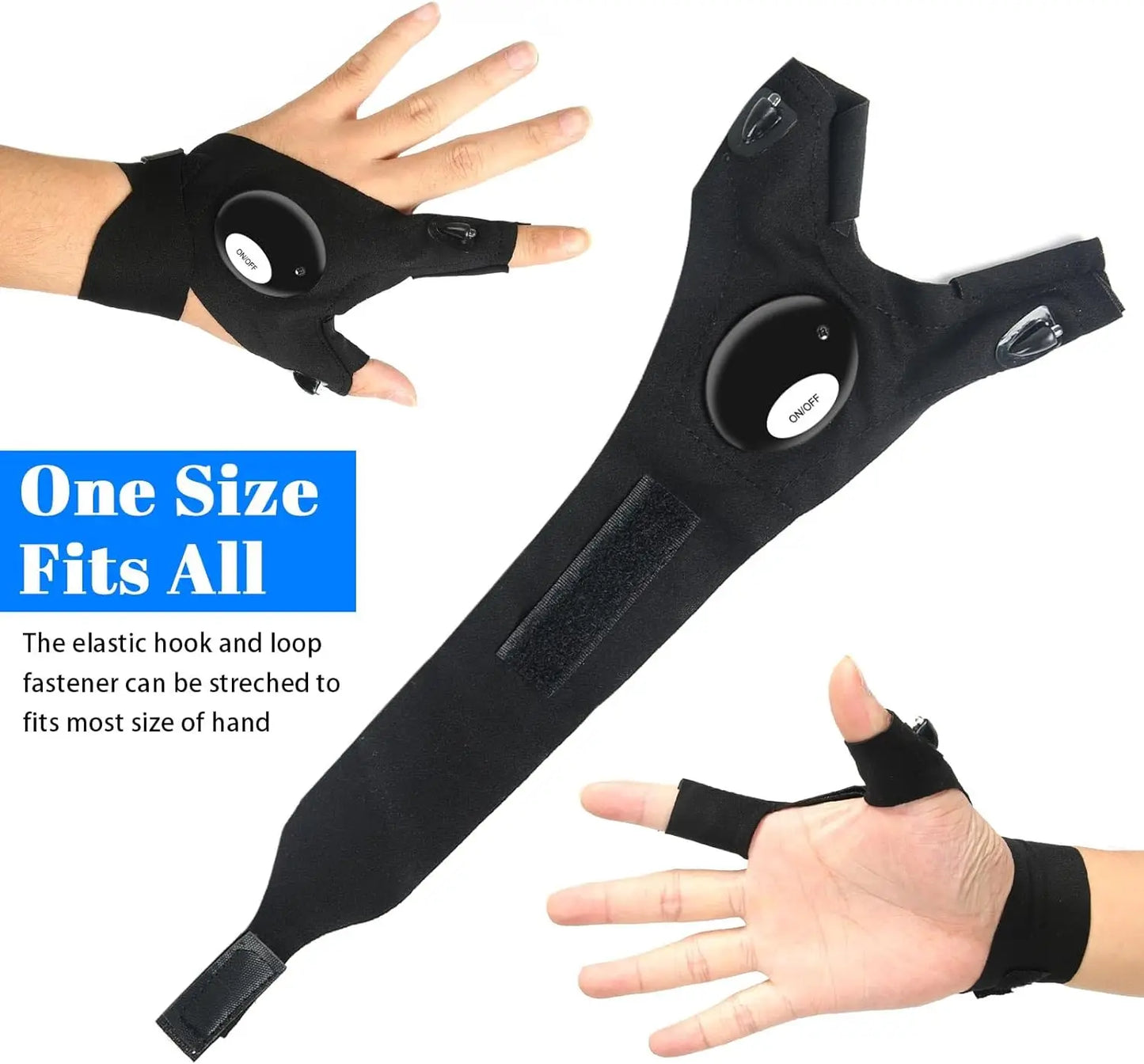 Guantes LED impermeables de medio dedo para iluminación manos libres