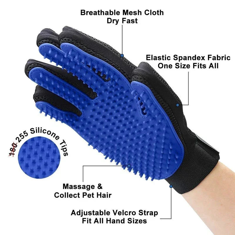 Guantes de aseo para depilación: cepillo de silicona suave para bañar y despojar a las mascotas