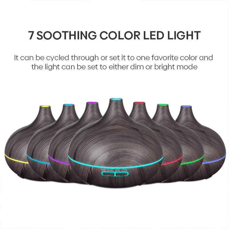 Humidificador de aromaterapia con control remoto y luz LED de 7 colores
