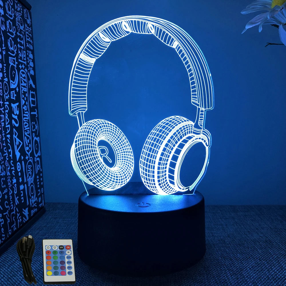 Lámpara LED 3D de neón para gamers: luz nocturna RGB para juegos, dormitorio o decoración de escritorio.