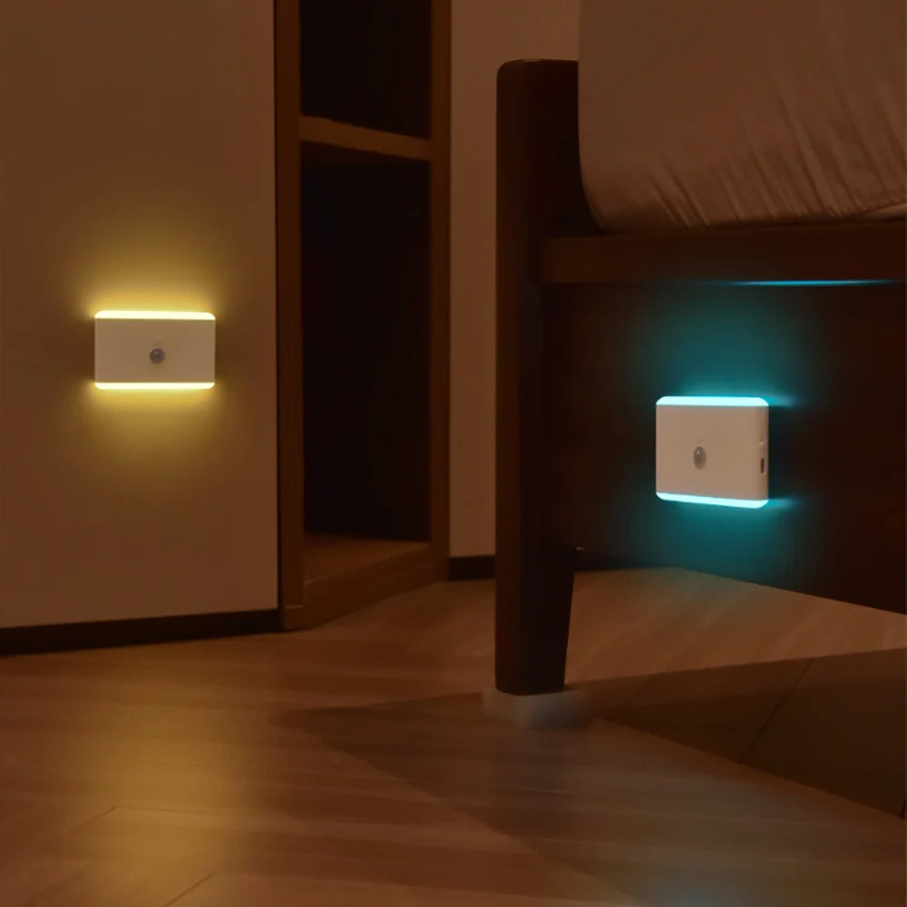 Luz nocturna LED con sensor de movimiento: lámpara regulable a pilas para escaleras, dormitorios y más.