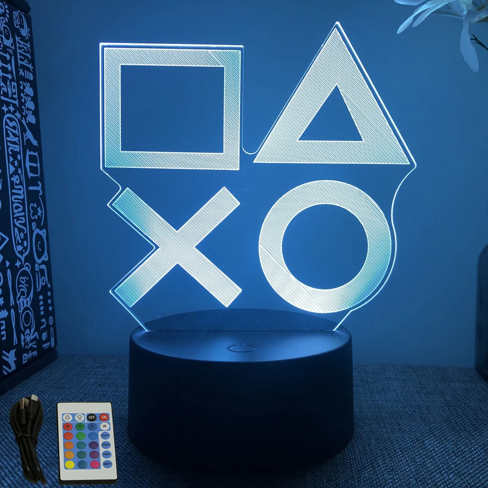 Lámpara LED 3D de neón para gamers: luz nocturna RGB para juegos, dormitorio o decoración de escritorio.