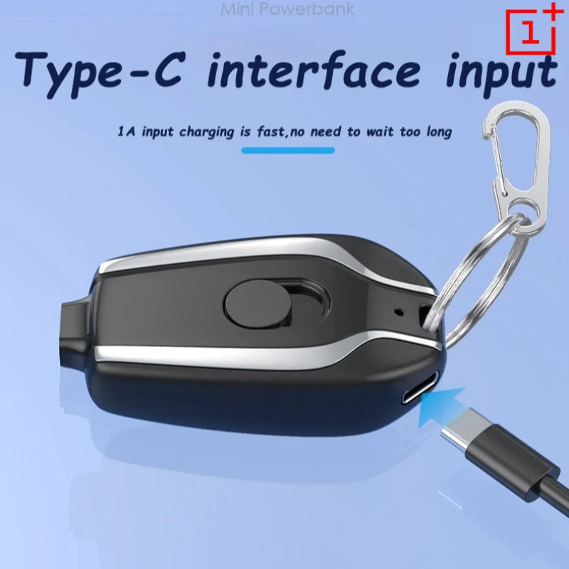 Minibatería externa con llavero ONEPLUS con puertos de carga rápida 3 en 1