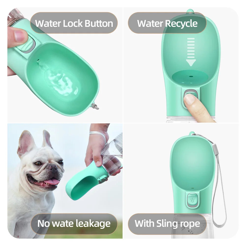 Botella de agua para perros a prueba de fugas: dispensador de hidratación portátil para paseos, viajes y senderismo