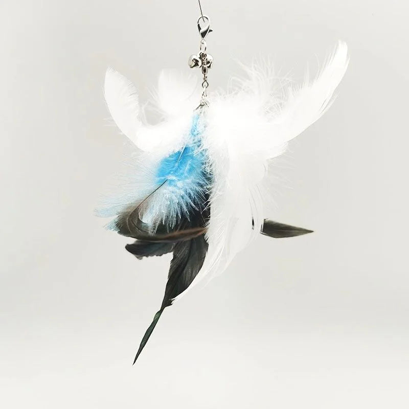 Juguete interactivo de caza para gatos: varita de plumas con campana y ventosa