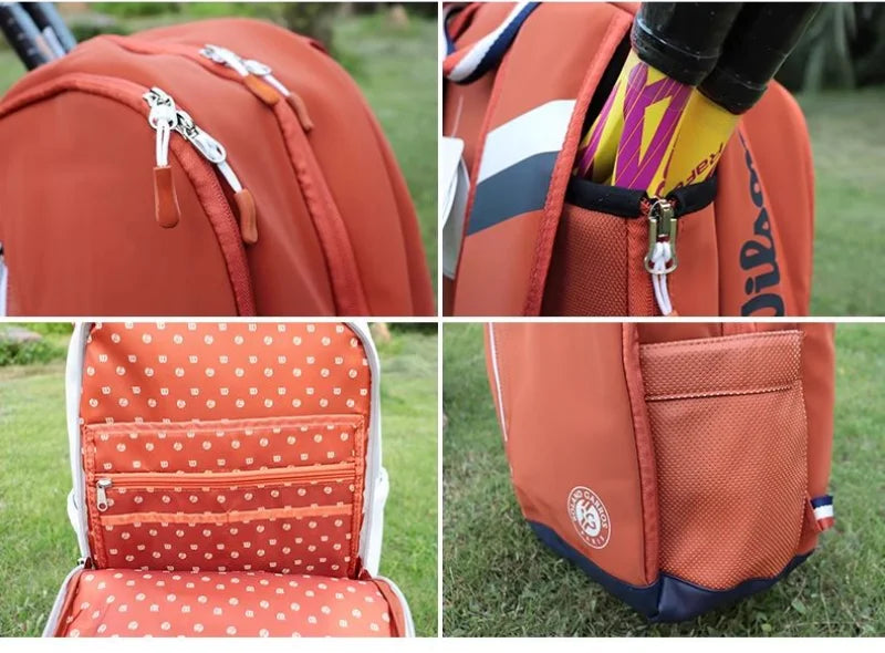 Mochila de tenis Wilson – Capacidad para 2 raquetas | Edición Roland Garros | Bolsa de tenis unisex