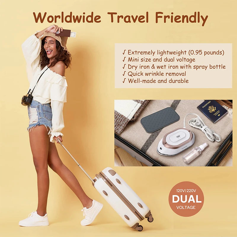 Mini plancha eléctrica para viajes y hogar con mango plegable