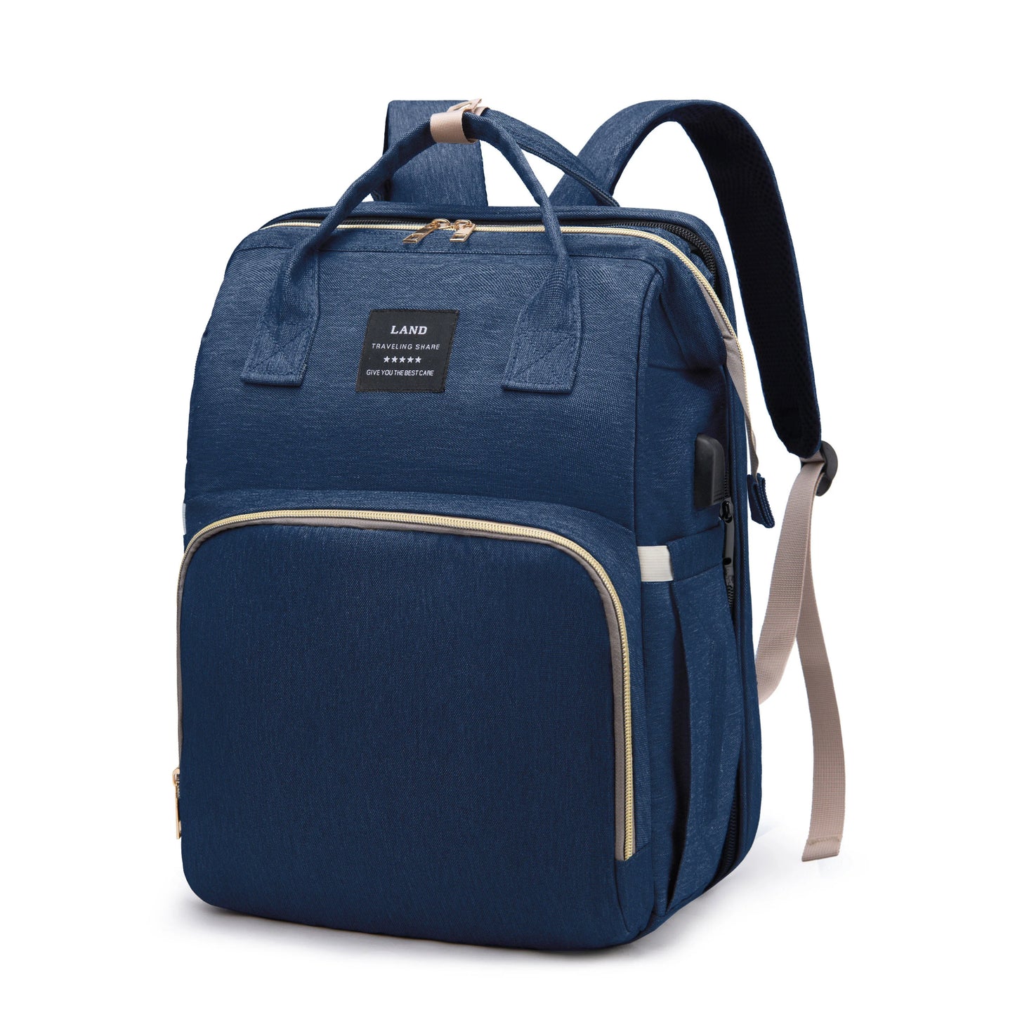 Bolsa de viaje todo en uno para mamá con cuna y almacenamiento de artículos esenciales para bebé