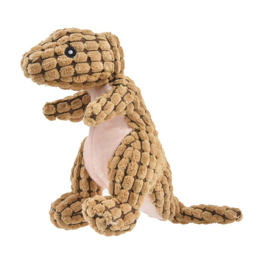 Dinosaurio suave para mascotas: juguete interactivo de peluche para perros y gatos pequeños