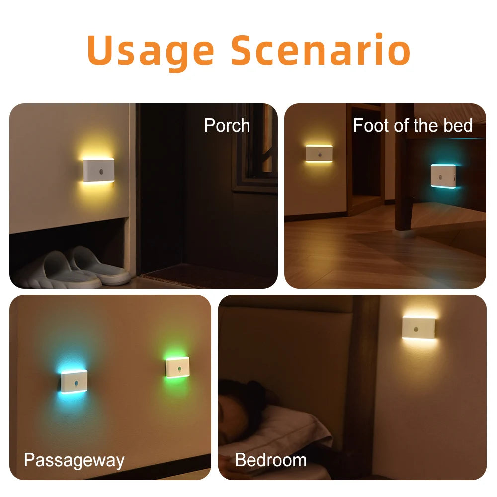 Luz nocturna LED con sensor de movimiento: lámpara regulable a pilas para escaleras, dormitorios y más.