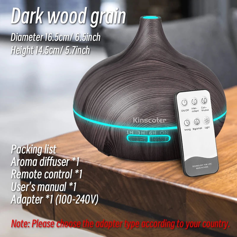 Humidificador de aromaterapia con control remoto y luz LED de 7 colores