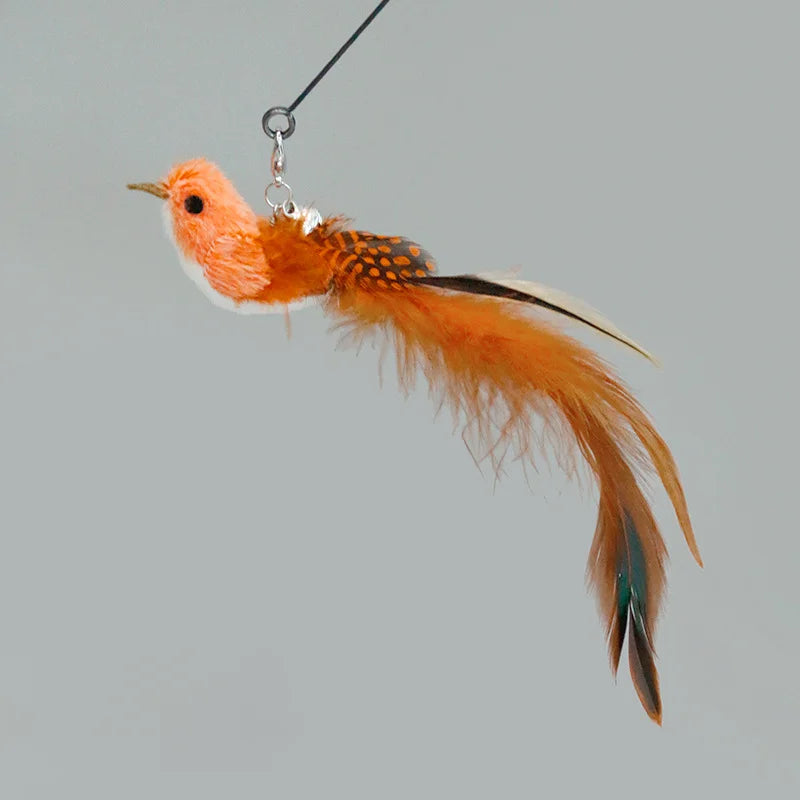 Juguete interactivo de caza para gatos: varita de plumas con campana y ventosa