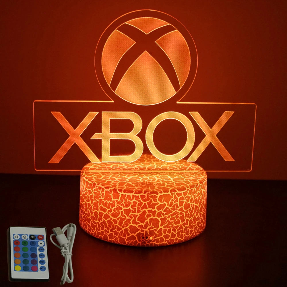 Lámpara LED 3D de neón para gamers: luz nocturna RGB para juegos, dormitorio o decoración de escritorio.
