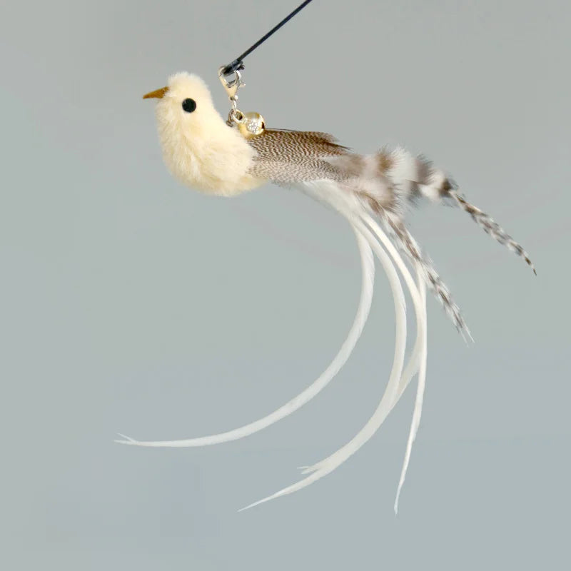 Juguete interactivo de caza para gatos: varita de plumas con campana y ventosa