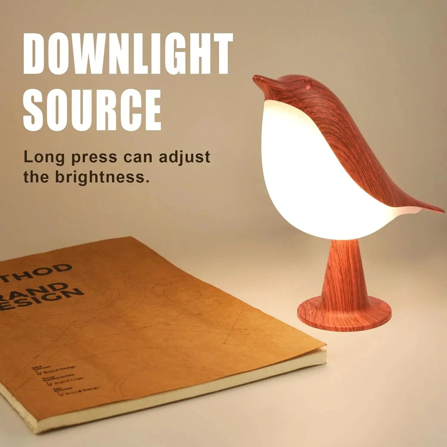 Luz nocturna LED portátil con forma de pájaro, control táctil y temperatura ajustable