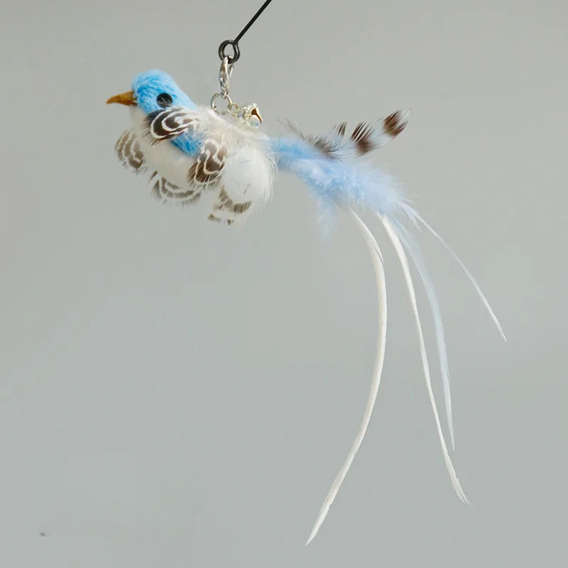 Juguete interactivo de caza para gatos: varita de plumas con campana y ventosa