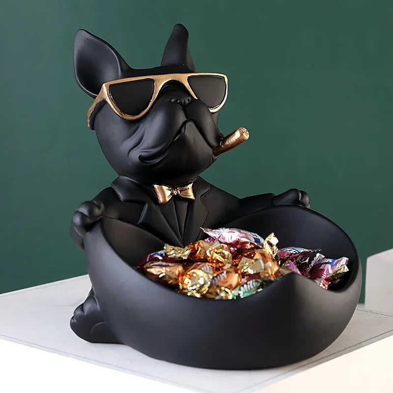 Amuleto canino: figura decorativa de perro y escultura de resina para guardar objetos