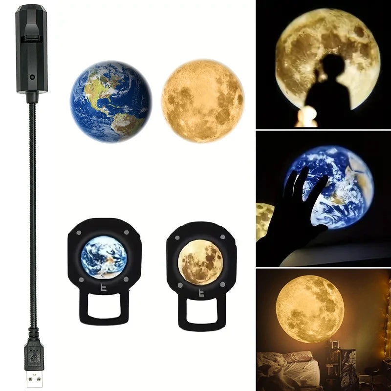 Luz de ambiente con proyección de luna y tierra para techo con USB