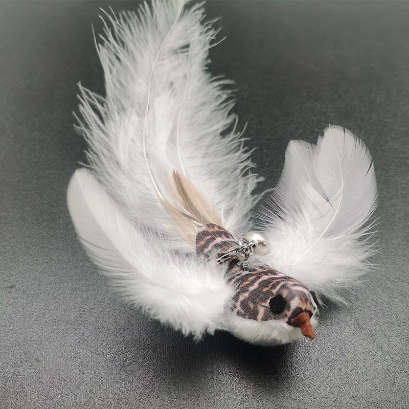 Juguete interactivo de caza para gatos: varita de plumas con campana y ventosa