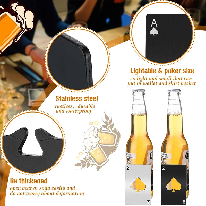 Abridores de botellas de acero inoxidable con forma de tarjeta (10 unidades)